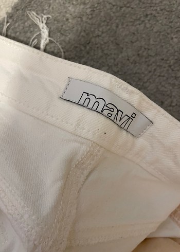 36 Beden beyaz Renk Mavi Beyaz Regular Fit Midi Kot Pantolon