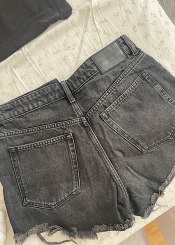 38 Beden Zara Gri Bol Kesim Mini Denim Şort