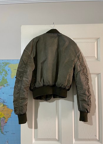 Zara Zara Deri Kadın Bomber Ceket, Koyu Kahverengi, Fermuarlı