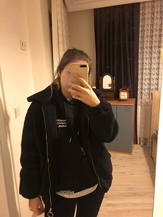 s Beden siyah Renk bershka marka peluş mont