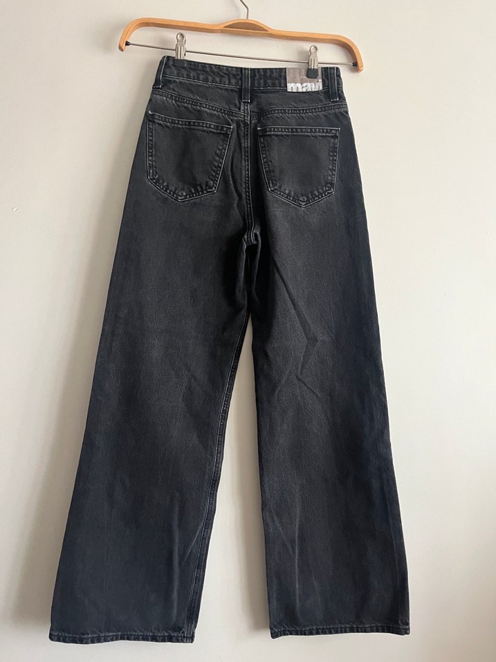 Siyah Bol Kesim Mavi Marka Kot Pantolon - Görsel 2