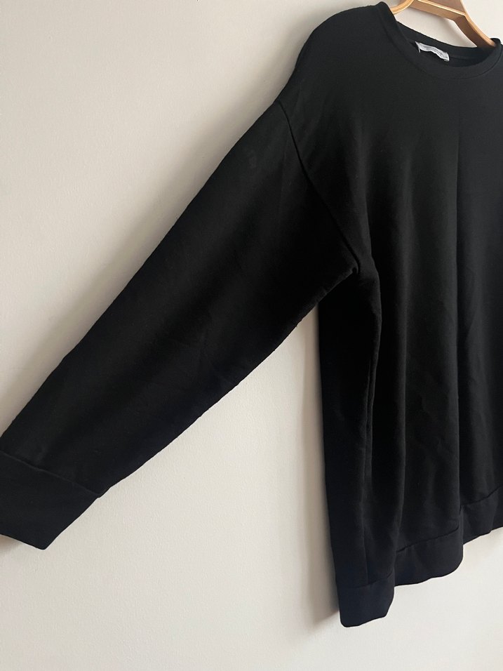 Siyah Oversize Basic Sweatshirt - Görsel 3
