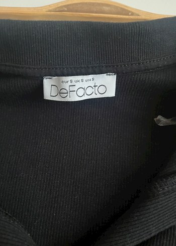 Siyah Polo Yaka Kısa Kollu Krop Tişört - Görsel 3