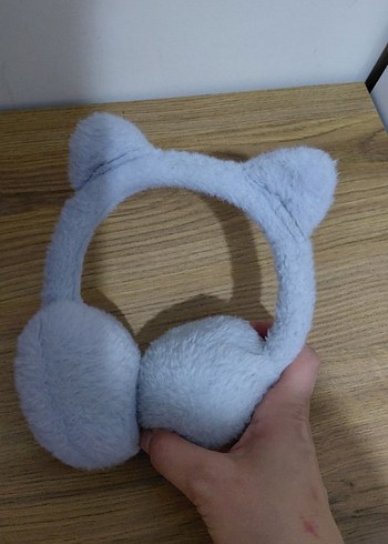 Mavi Renkli Kalp Detaylı Peluş kulaklık - Görsel 2