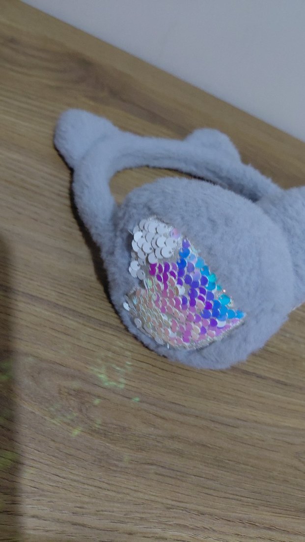 Mavi Renkli Kalp Detaylı Peluş kulaklık - Görsel 3