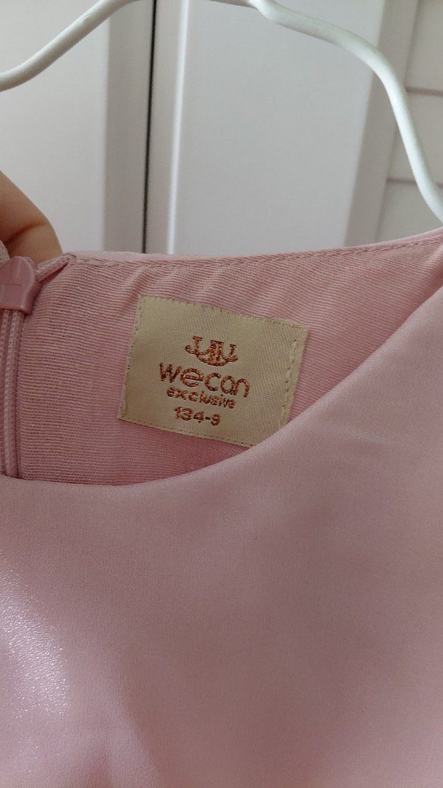 Pembe Vintage Kız Elbisesi, Kısa Kollu, Fırfırlı - Görsel 4