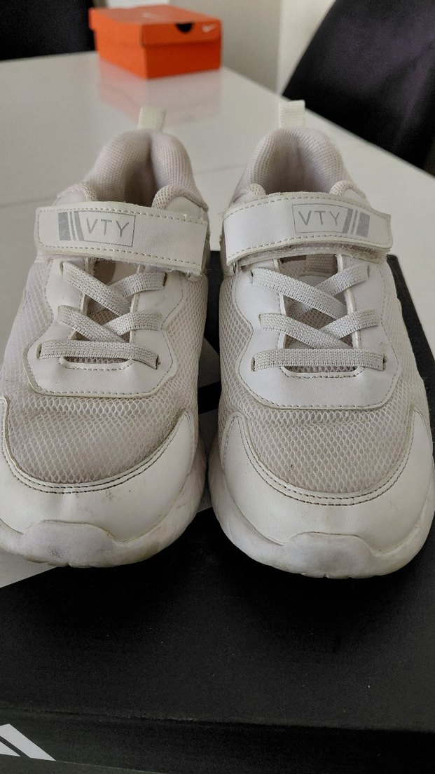 Kız Çocuk Beyaz Spor Ayakkabı Cırt Cırtlı - Görsel 2