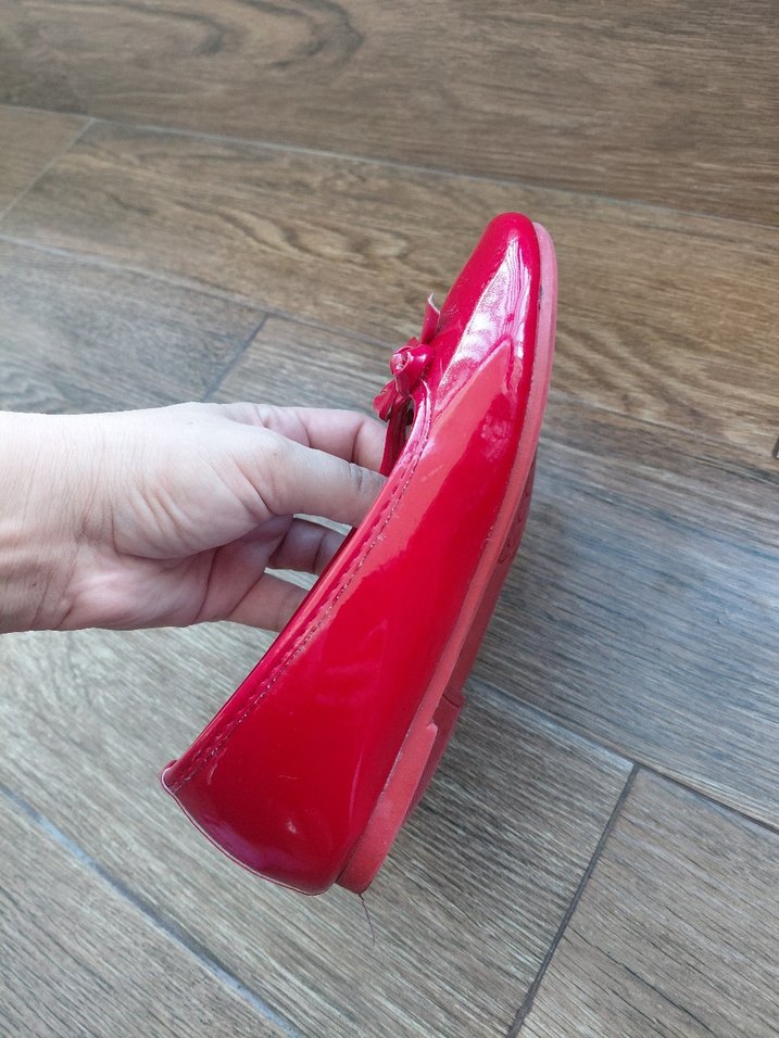 Kırmızı Kız Çocuk Babet Ayakkabı Fiyonk Detaylı - Görsel 2