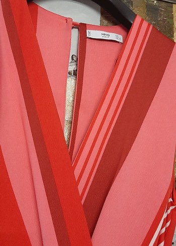 Kırmızı Çizgili Uzun Kadın Tulum - Görsel 5