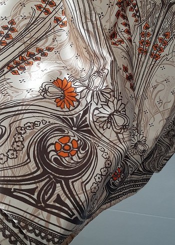 Bej Desenli Midi Bohem Elbise - Görsel 3