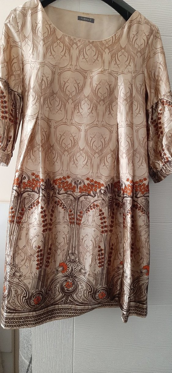 Bej Desenli Midi Bohem Elbise - Görsel 2