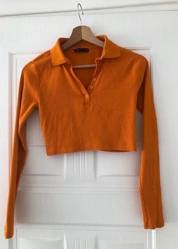 Zara Turuncu Polo Yaka Crop Bluz Siklik Ve Rahatlik Bir Arada