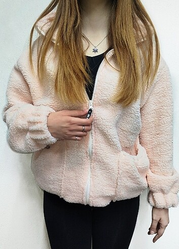 Zara WELSOFT TOZ PEMBE PELUŞ CEKET