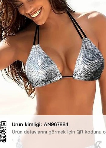 Parlak Gri Yılan Desenli Mini Bikini