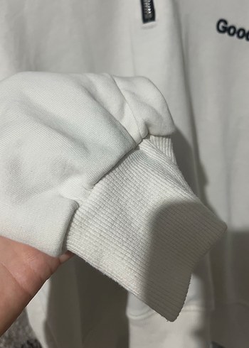 Beyaz Yarım Fermuarlı Sweatshirt - Görsel 3