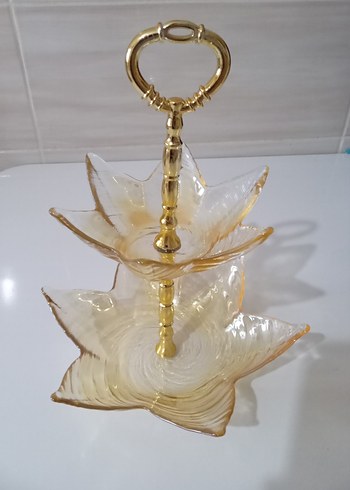 Altın Renkli 2 Katlı Sunumluk - Görsel 2