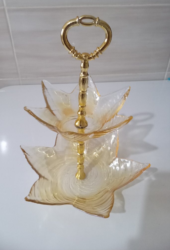 Altın Renkli 2 Katlı Sunumluk - Görsel 2