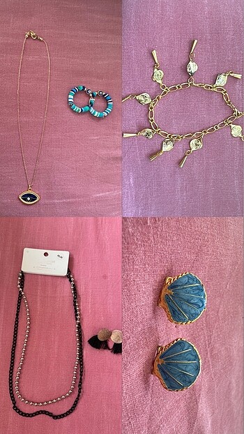Kolye küpe halhal ( 2 kolye, 4 küpe , 1 halhal)