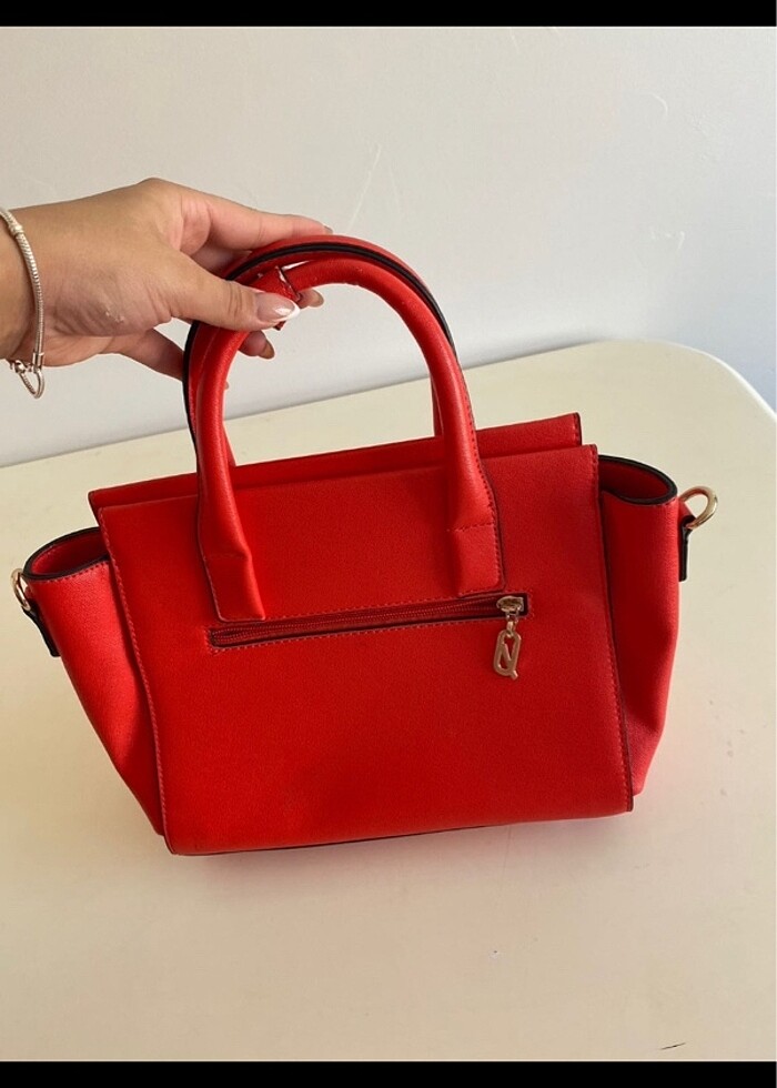 Kırmızı tote deri çanta - Görsel 2