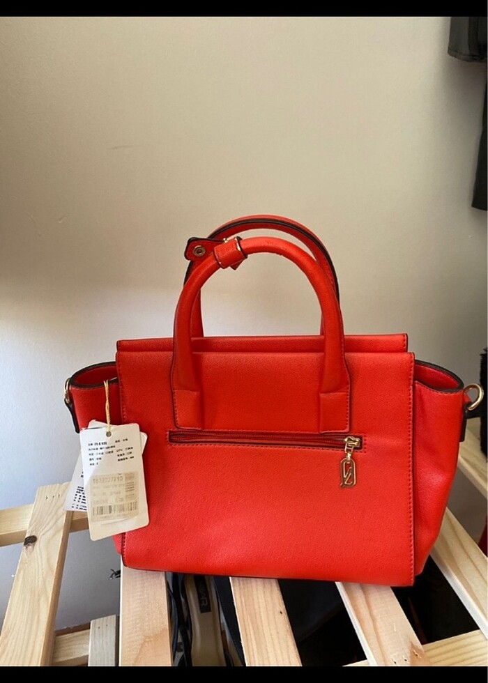 Kırmızı tote deri çanta - Görsel 4