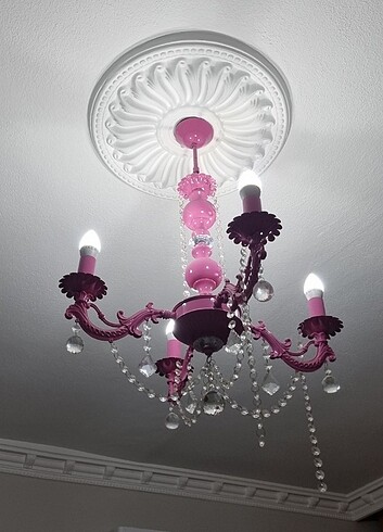 4lü taşlı avize pembe - Görsel 7