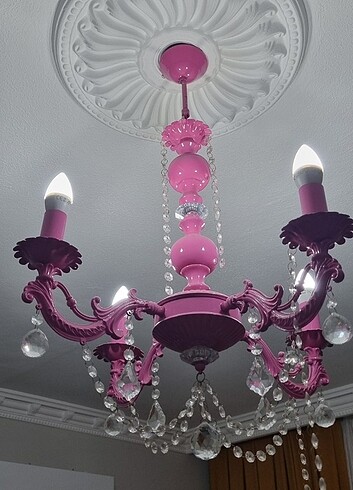 4lü taşlı avize pembe - Görsel 8