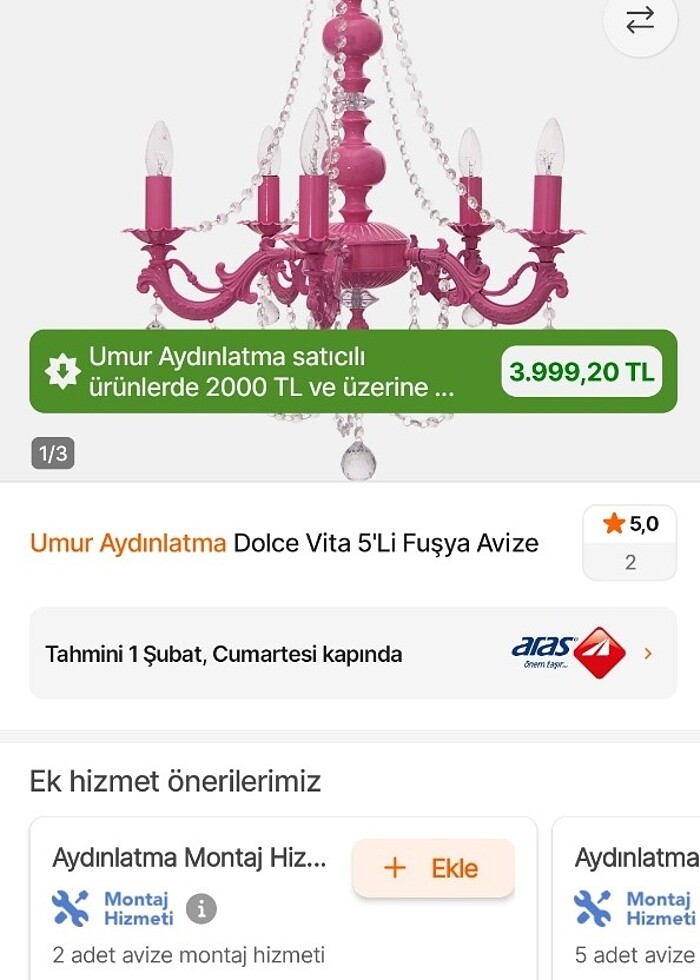 4lü taşlı avize pembe - Görsel 4