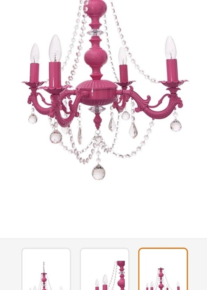 4lü taşlı avize pembe - Görsel 5