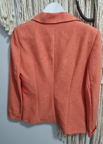 Bej Keten Kadın Blazer Ceket - Görsel 4