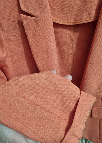 Bej Keten Kadın Blazer Ceket - Görsel 2