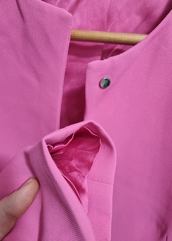 Pembe Fırfırlı Kısa Kadın Blazer Ceket - Görsel 2