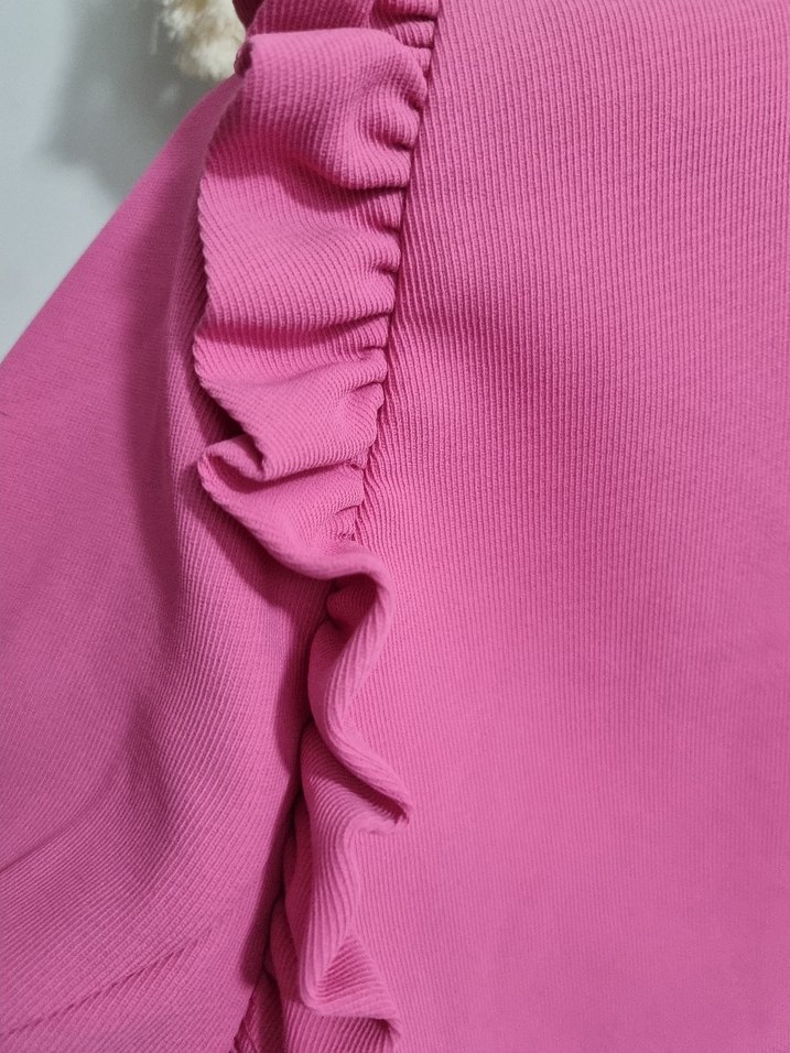 Pembe Fırfırlı Kısa Kadın Blazer Ceket - Görsel 5