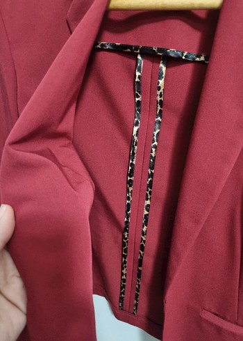 M&S Marka Bordo Kadın Ofis Blazeri, Normal Boy - Görsel 4
