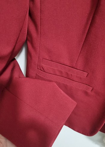 M&S Marka Bordo Kadın Ofis Blazeri, Normal Boy - Görsel 6