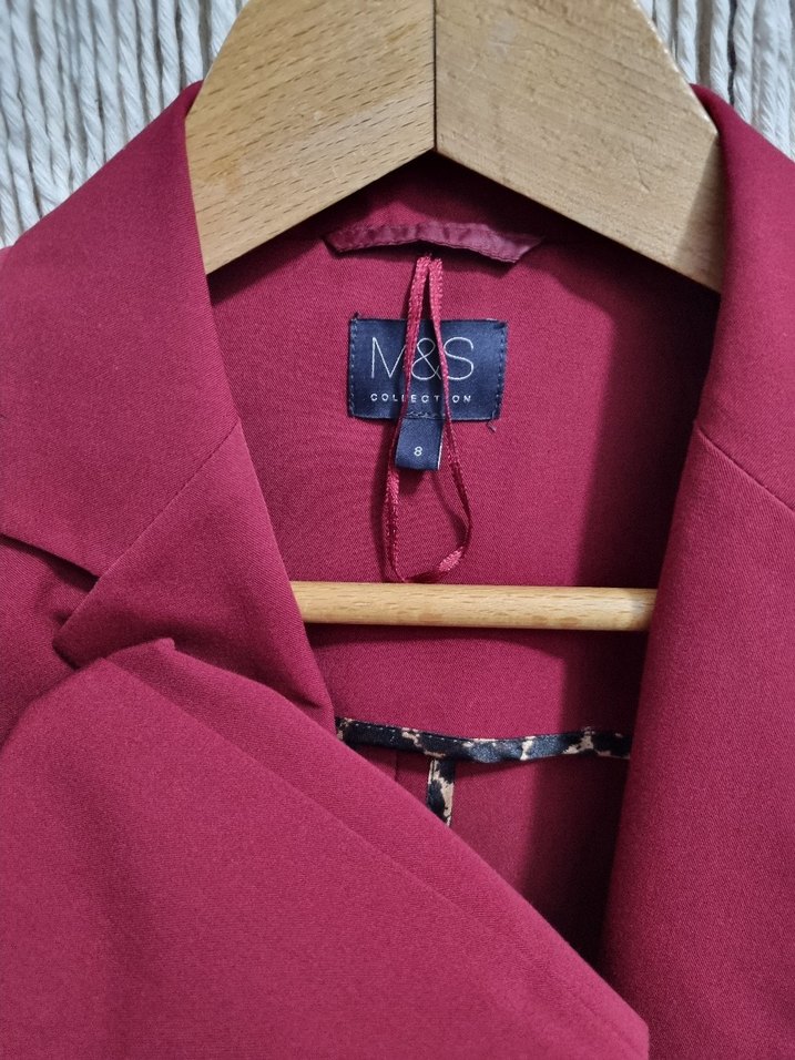 M&S Marka Bordo Kadın Ofis Blazeri, Normal Boy - Görsel 2