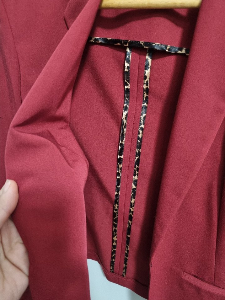 M&S Marka Bordo Kadın Ofis Blazeri, Normal Boy - Görsel 4