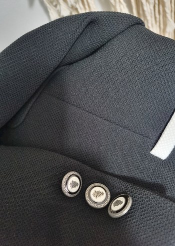 Düğmeli Siyah Kadın Blazer Ceket - Görsel 4