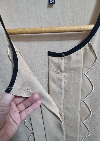 MISSIPEKYOL Bej orijinal casual tiril gömlek - Görsel 2