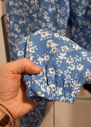 fullamoda kız çocuk Mavi Çiçekli pantolon - Görsel 3