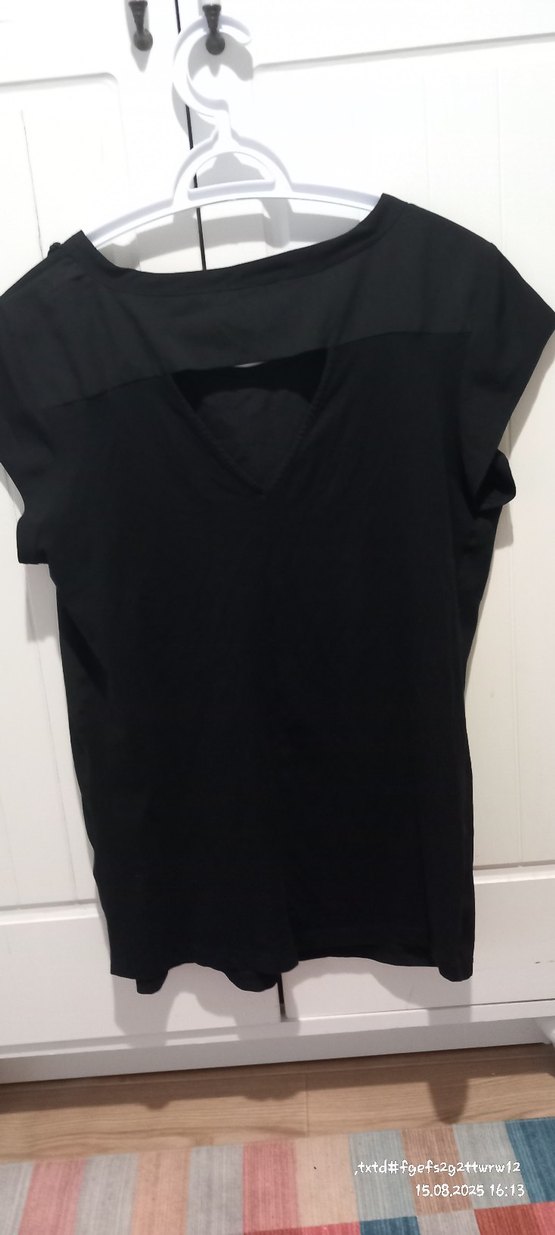 Siyah Kadın püsküllü Kısa Kollu Bluz - Görsel 4