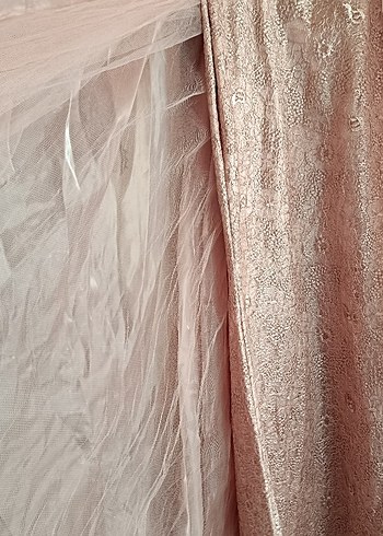 Pembe Straplez Nakışlı Bohem Uzun Elbise - Görsel 4