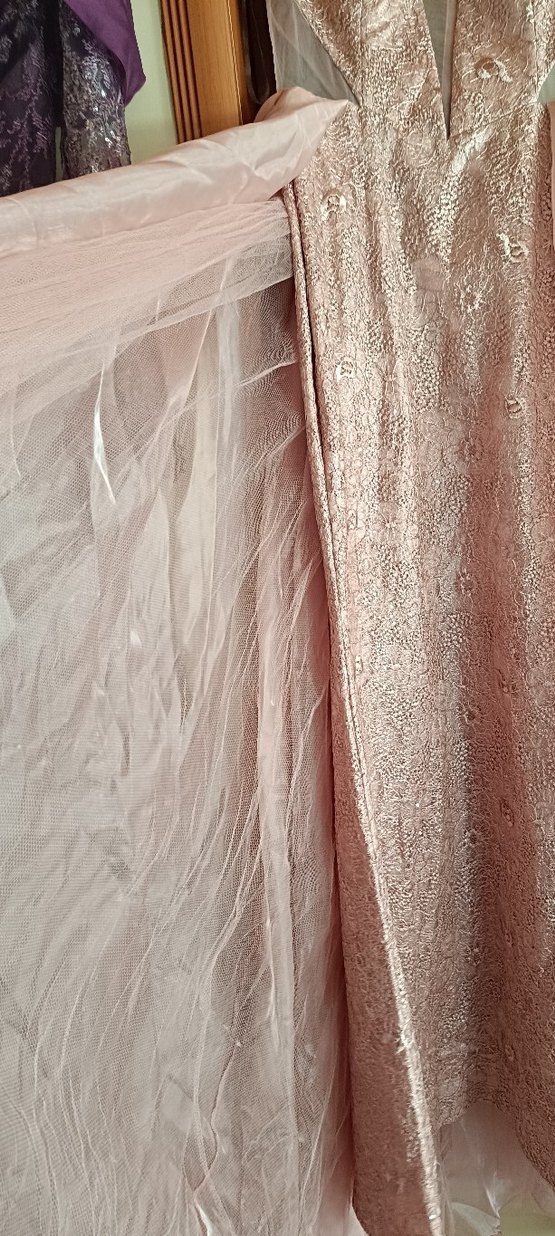 Pembe Straplez Nakışlı Bohem Uzun Elbise - Görsel 4