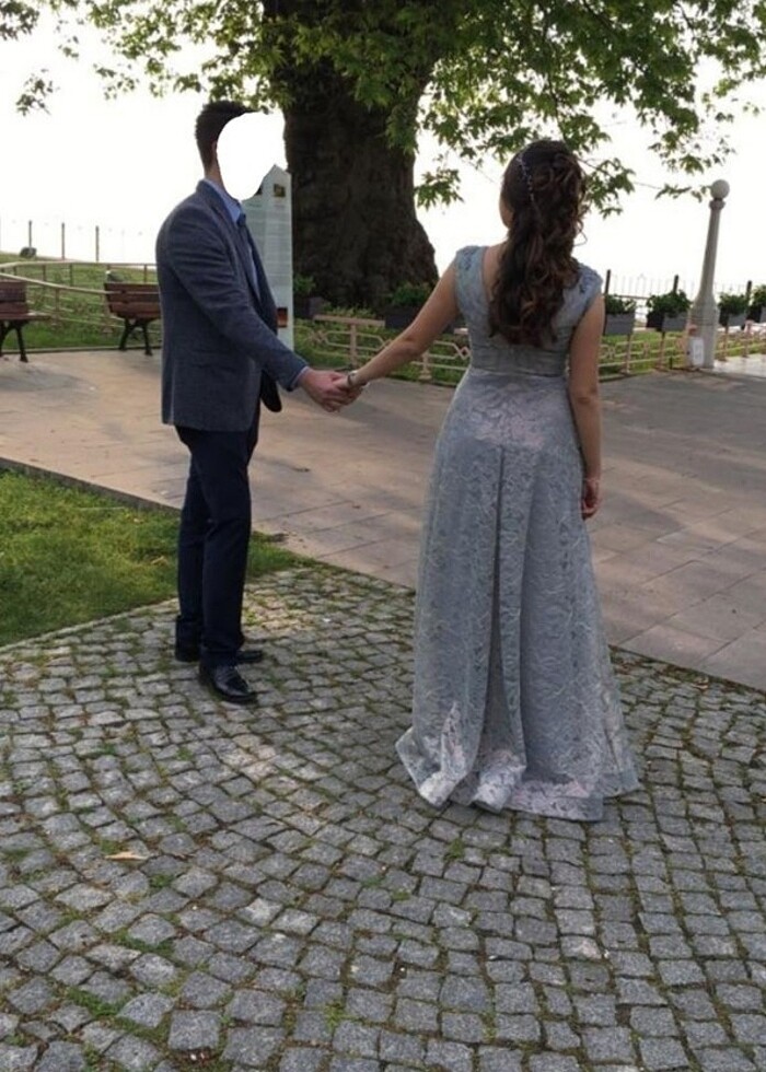 Gri Abiye Elbise  - Görsel 5