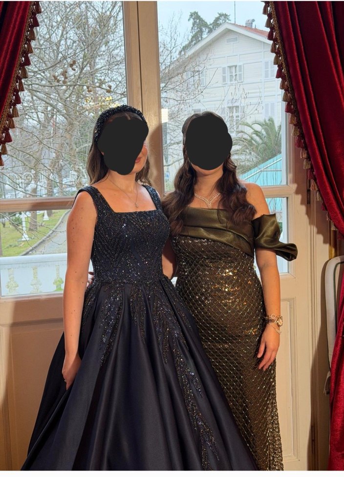 Haki Yeşil Boncuk İşlemeli Uzun Abiye - Görsel 2