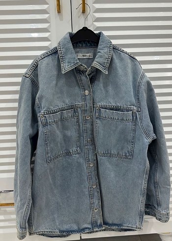 m Beden mavi Renk Düğmeli Mavi Kadın Denim Ceket