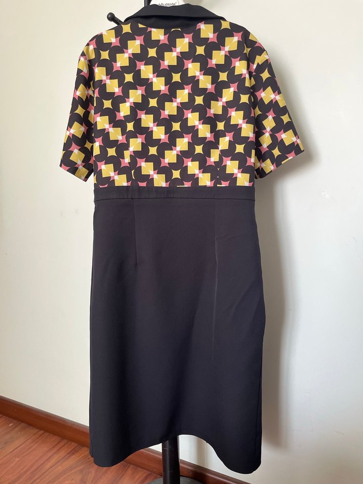 Desenli Kemerli Midi Kadın Elbise - Görsel 5