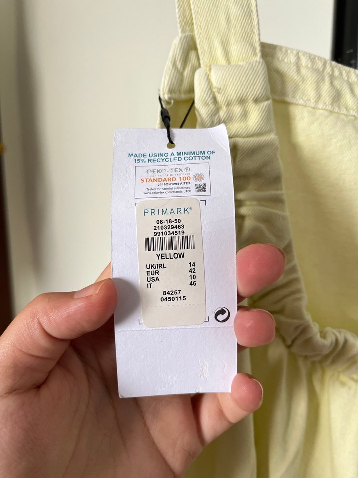 Kolsuz Sarı Keten Elbise - Görsel 3