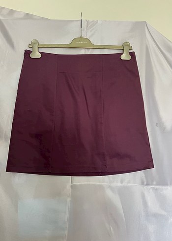 xl Beden mor Renk Düğmeli Mor Mini Etek