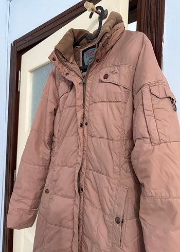 Diğer Bej Kadın Midi Kaban, Kürklü Detaylı, Dar Kesim