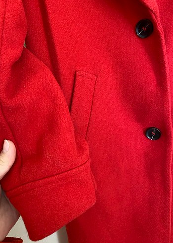 H&M Kırmızı Uzun Düğmeli Kaban - Görsel 6